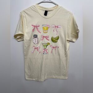 Cream Kids Shirt with Pink Bow Design